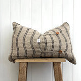 Angaston Handloomed Cushion Cover + 2 Button - Black Stripe