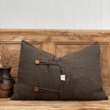 Angaston Handloomed Cushion Cover + 2 Button - Charcoal