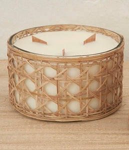 Rattan Large wrapped candle