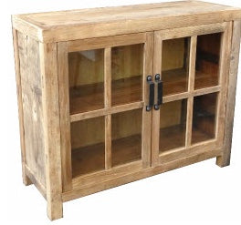 Natural Recycled Elm Sideboard with Glass Doors