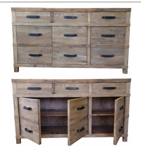 Recycled Natural Elm Door/Draw Sideboard no