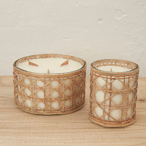 Rattan Large wrapped candle